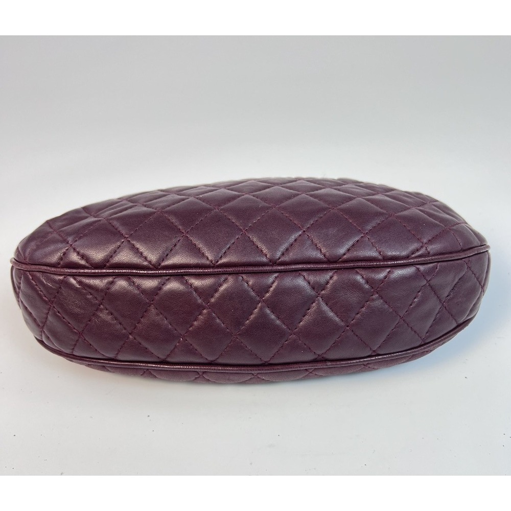 Vintage Jay Herbert New York Quilted Leather Kiss Lock Chain Crossbody Bag Plum - Picture 3 of 10